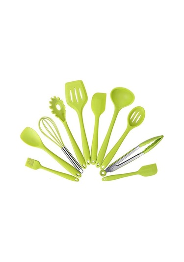 Novahub Yeşil Renk Kutusu Silikon Tencere 10 Parçalı Yapışmaz Tencere Seti Mutfak Aletleri Bakeware Yeşil