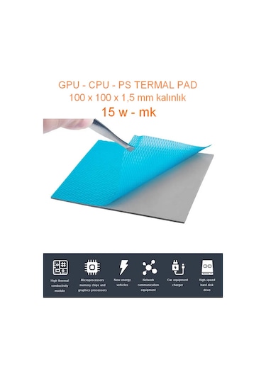 100 X 100 X 1,5 Mm Gri Termal İletken Pad - 15 W/m-k