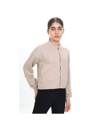 Toontoy Kız Çocuk Fermuarlı Hırka Bej