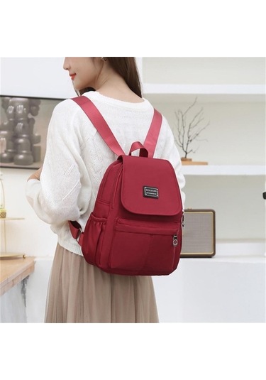 Luckydog Kırmızı Sırt Çantası Rahat Moda Kadın Yaz Yeni Öğrenci Seyahat Sırt Çantası Kadın Oxford Bez Çanta 28cm 12cm 38cm Kı Kırmızı