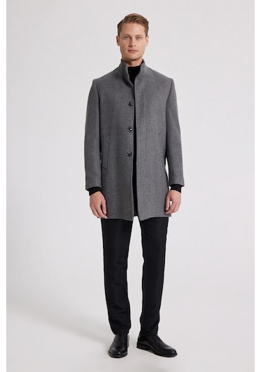 Ds Damat Regular Fit Antrasit Hakim Yaka Kaşe Kaban 5hf08ort10002 Antrasit