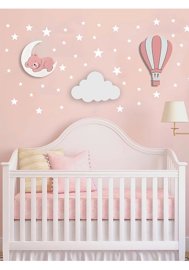 Bugybagy Ayıcık Bulut Balon 56'lı Sticker Seti Pembe