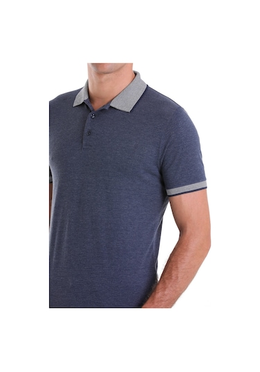 Hatemoğlu Indigo Regular Fit Düz Pamuklu Polo Yaka Tişört İndigo