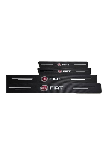 Fiat Logolu Karbon Kapı Eşiği Koruyucu Bant Folyo 4'lü Set
