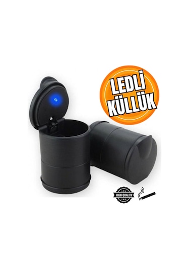 Işıklı Oto Küllük Led Kapaklı Araç Içi Küllük