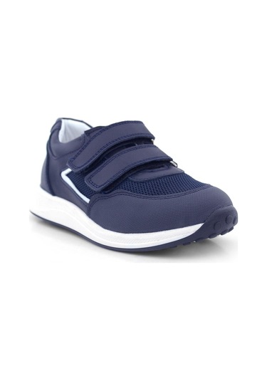 Hakiki Deri Lacivert Cırt Cırtlı Erkek Çocuk Günlük Spor Ayakkabı Lacivert