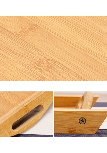 Sones Bambu Binaural Çay Seti Tepsi Ekmek Sergileme Tepsisi, Boyut: 29x20cm Diğer