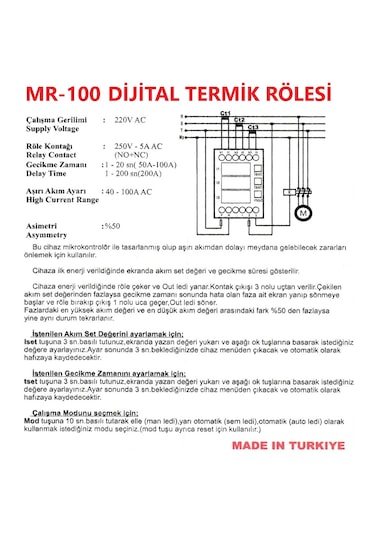 Metess - Mr-100 Dijital Termik Rölesi