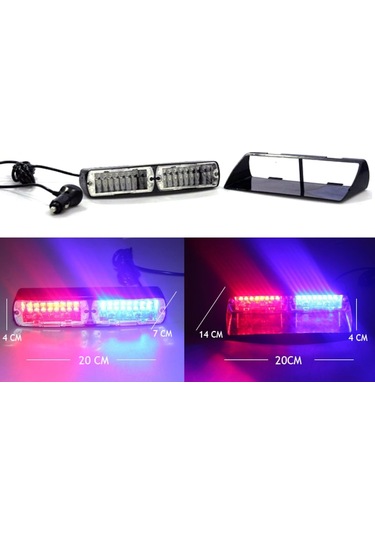 Space Flaş Led Çakarlı 16W Kırmızı-Mavi 8 Fonksiyonlu / Lapa176