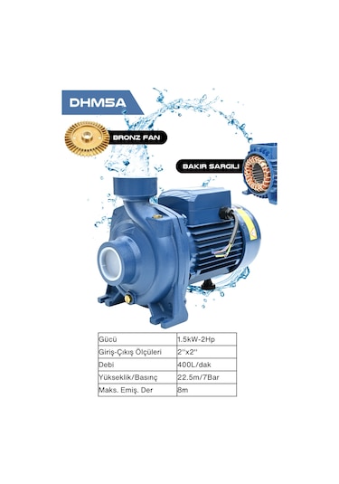 Dhm5a Bakır Sargılı 2hp 2parmak Su Pompası Dinamo