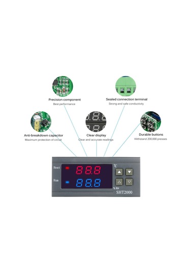 Konesam Ev Ve Endüstriyel Kullanım İçin Dijital Sıcaklık Ve Nem Kontrol Cihazı Sht2000