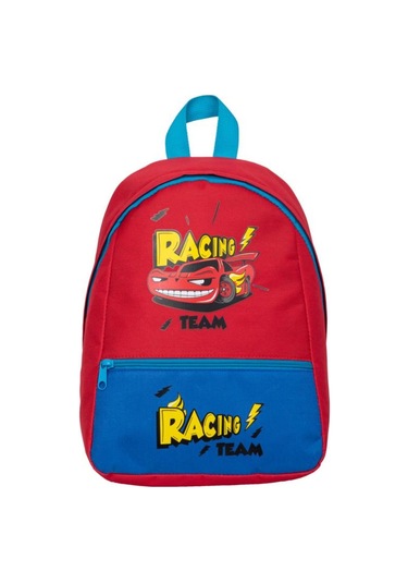 Superbag Erkek Çocuk Anaokulu Çantası Racing Araba Desenli Sırt Çantası Kreş Çantası Mavi