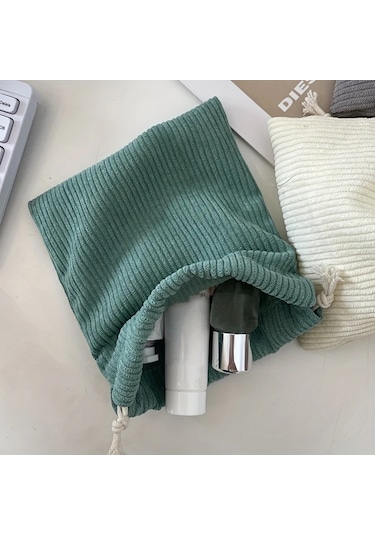 Elmpaly Siyah 3 Adet Kadife Drawstring Saklama Çantası Seyahat Kozmetik Düzenleyici Siyah