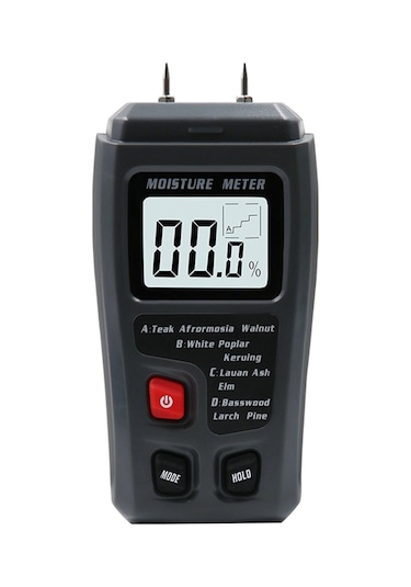 Neevoyu Ahşap Nem Ölçer, Ahşap/kağıt/hammadde İçin 4 Modlu Sayısal Lcd Ekranlı Nem Oranı Test Cihazı Siyah, 9v Pil Dahil