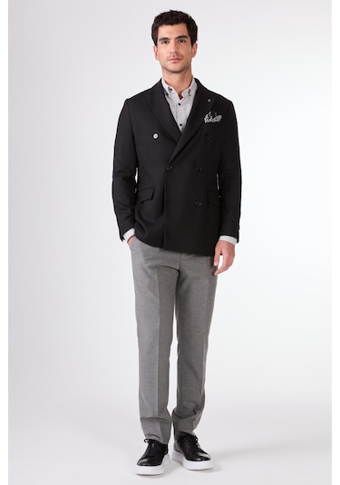 Dufy Siyah Erkek Ceket - Slim Fit Siyah