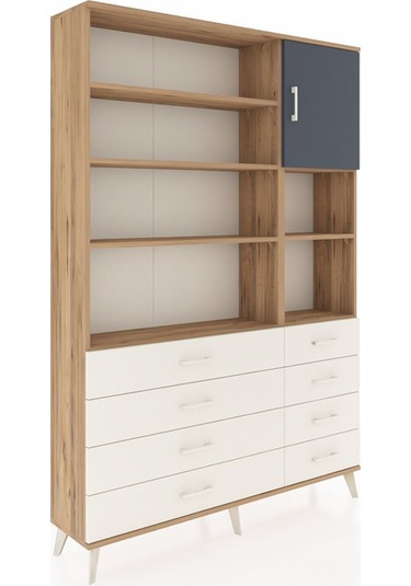 Arges Dolap 8 Raflı 8 Çekmeceli Tek Kapaklı 132x30x195 Çam-antrasit/aytaşı Antrasıt/aytası