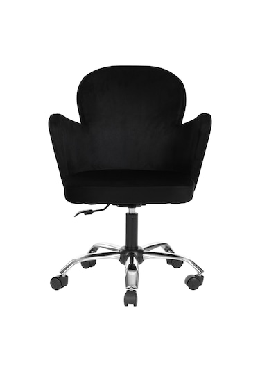 Markaelz Krom Metal Ayaklı Ofis Çalışma Sandalyesi Kelebek Siyah
