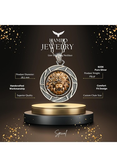 Aslan Gümüş Kral Kolye, 925 Ayar Gümüş Erkek Leo Kolye, Hayvan Gümüş Kolye Gümüş