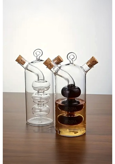 Çift Hazneli Cam Premium Yağdanlık & Sirkelik -360ml Zarif Ve Şık Tasarım Şeffaf