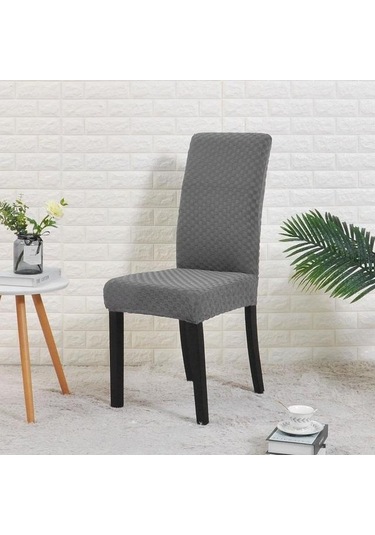Açık Gri Yemek Odası Için Jakarlı Sandalye Kapak Spandex Streç Sandalye Ziyafet Parti Otel Için Koltuk Kılıfı Kapakları