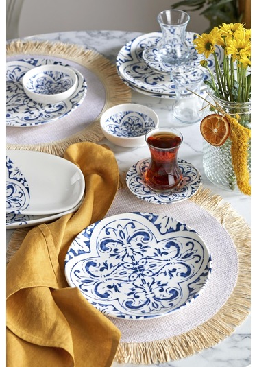 Neva N3460 Santorini 24 Parça Mavi Porselen Kahvaltı Takımı Mavi