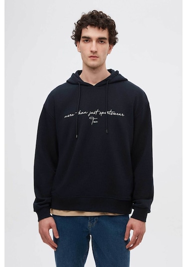 D's Damat Relaxed Fit Lacivert Nakışlı Sweatshirt 3ECE24ORT0493 Lacivert