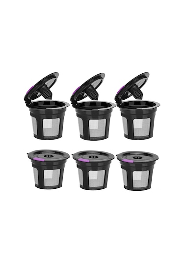 Youmex Sürdürülebilir Pp K-kapsül Filtreleri, 51x46mm Siyah, 6'lı Set, Modern Kafe Ve Kahve Dükkanları İçin Tüm Mevsimler Siyah