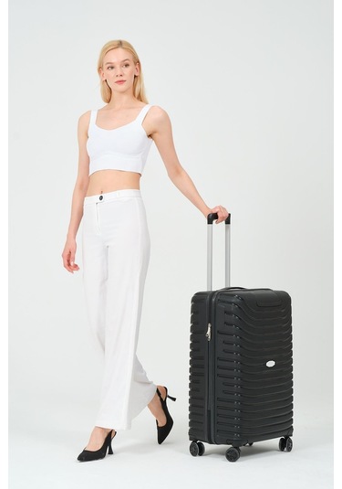 3'lü Set Silikon Kırılmaz Pp Unisex Siyah Valiz Pwvlz005 Siyah