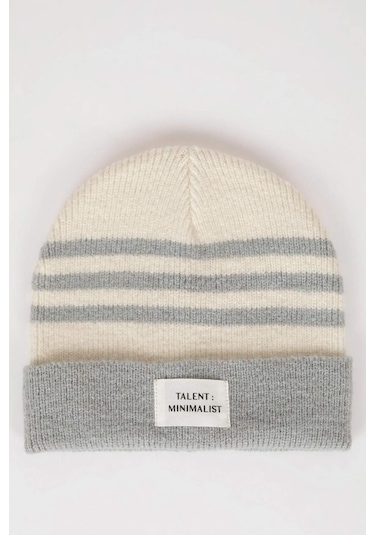 DeFacto Kadın Dokuma Etiketli Çizgili Bere A5636AX24WNGR105