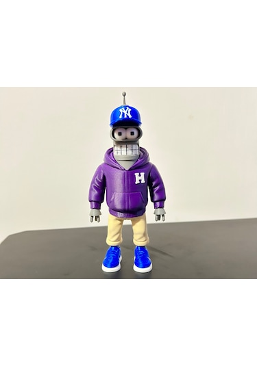 3d Baskı Modern Bender - Mor Kapüşonlu Ve Mavi Sneaker Lı Robot - Özel Tasarım Biblo