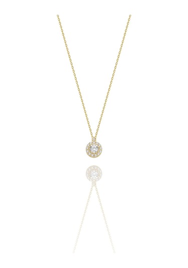 Çok Şık Pırlanta Dizayn Minik Zirkon Tektaş 14 Ayar Altın Kolye Altın