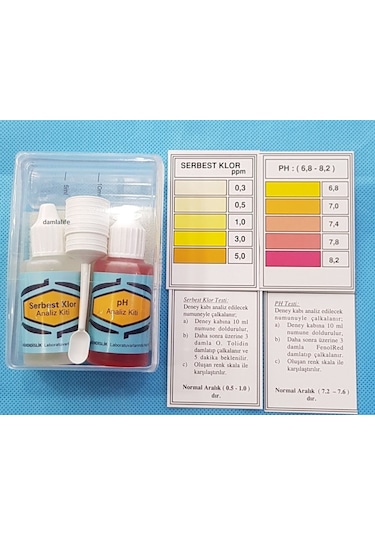 Su Test Analiz Sıvısı Ph Analiz Kiti ve Serbest Klor Test Kiti