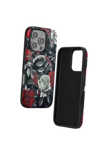 Durukar Apple, Uyumlu iPhone 16 Pro Max Flower Series Magsafe Kapak - Siyah