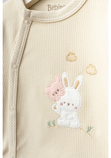 Bebitof Ayıcık Ve Tavşan Desenli 10 Parça Kutulu Hastane Çıkısı Seti Somon