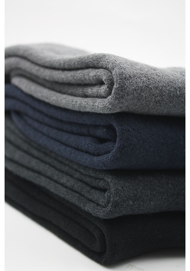 Erkek Havlu Pamuklu Kışlık Çok Renkli Soket Çorap Termal 4'lü Çok Renkli