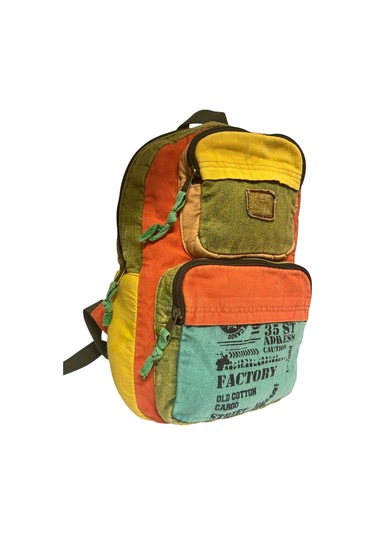 Kaliteli Tek Bölmeli Vintage Disayn Günlük Sırt Gezi Okul Seyahat Çantası Jannie Bag 27 Cm X 40 Cm Turuncu