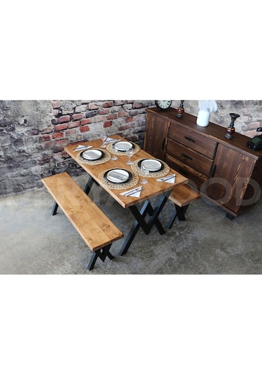 Doğal Ahşap Mutfak Masası-8 Kişilik Masa-80-180