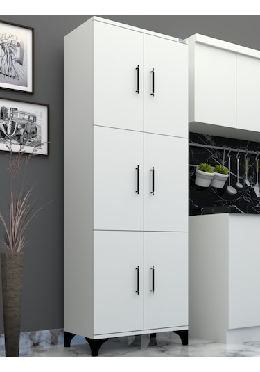 % 100 Mdflam Çok Amaçlı Kiler,Balkon,Banyo 6 Kapaklı Dolap