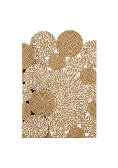 Cool Halı Luke 432 Natural Yuvarlak Halı Bohem Örgü Hasır Kilim Dekoratif Mutfak Balkon Banyo Halısı