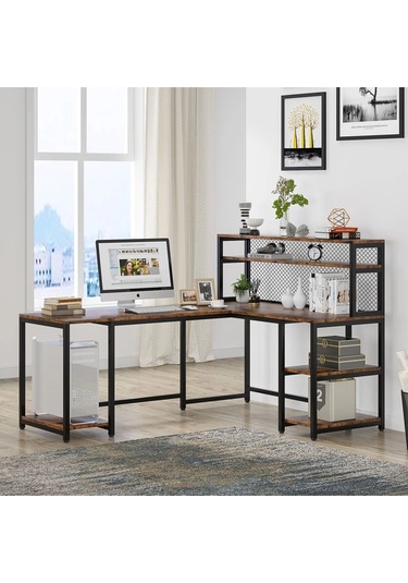 410c Tersine Çevrilebilir L Şeklinde Masa Ceviz