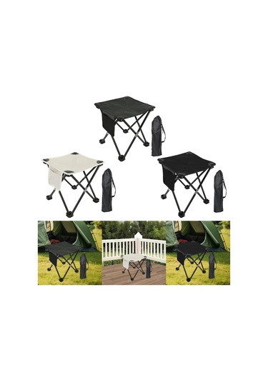 Kamp Taburesi Mini Katlanır Tabure Hafif Kompakt Pratik Siyah