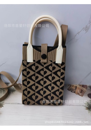 Yaz Sıcak Satış Sezon Örme Küçük Kare Çanta Kaliteli Çanta Crossbody Cep Brown Stitching Love Kahverengi