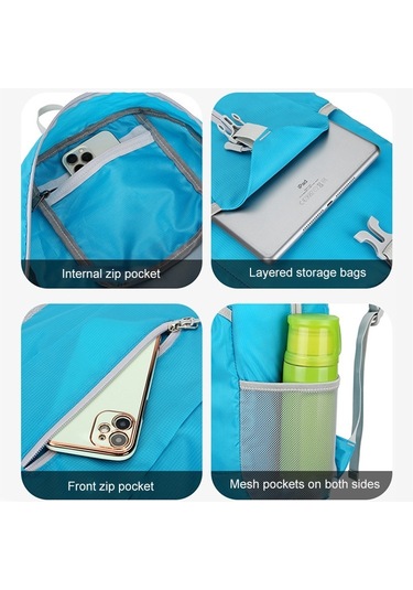 Sones Haweel Yürüyüş Taşınabilir Katlanabilir Sırt Çantası Büyük Kapasiteli Omuz Çantası Mavi