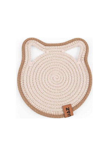 Gobypet Küçük Boy Jüt Hasır Kulaklı Yuvarlak Kedi Köpek Mama Paspası, Matı, Çok Amaçlı Altlık