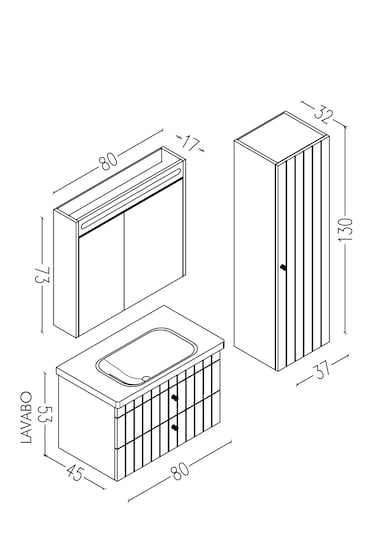 Petit 80 Cm Banyo Dolabı Npl Aynalı Kiremit - Boy Dolap Dahil Kiremit