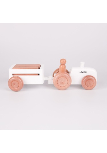 Ahşap Retro Traktör Beyaz
