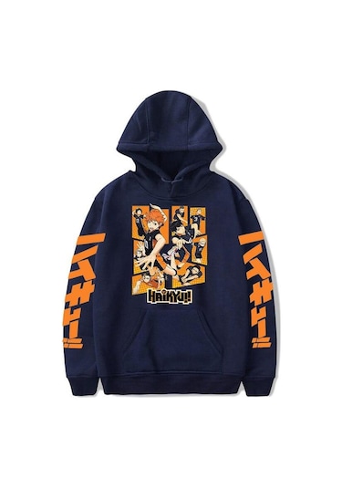 Lacivert Anime Haikyuu Hoodies Tişörtü Erkek/kadın Karasuno Fly Yüksek Grafik Streetweed Kazak Kış Sıcak Unisex Anime Tişörtü Lacivert