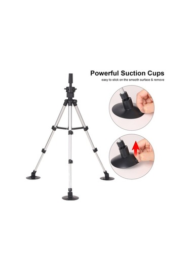 Portatif Saç Maketi Standı - Ayarlanabilir Vantuzlu Tripod, Kuaför Eğitimi İçin Siyah Siyah