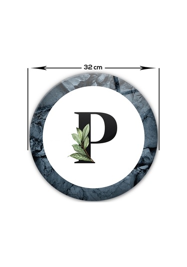 Decorita Cam Kesme Tahtası - Cam Kesme Tablası - Harfli Tasarım P Çap 32 CM