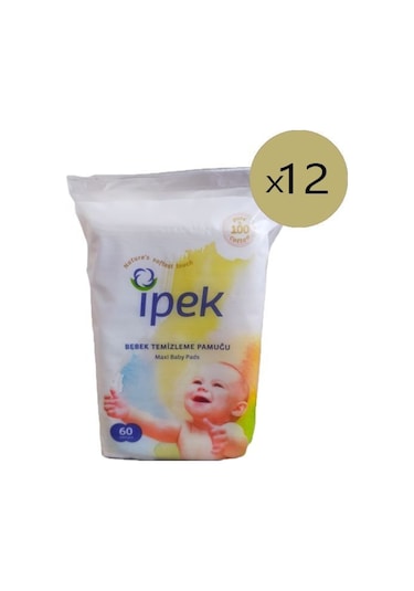 İpek Maxi Bebek Temizleme Pamuğu 12 x 60'lı Paket